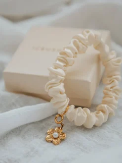 Blissful Pure Silk Scrunchie Cream White