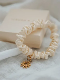Blissful Pure Silk Scrunchie Cream White