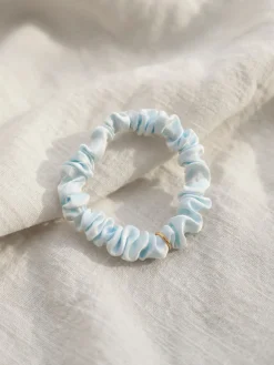 Blissful Pure Silk Scrunchie Cream Blue