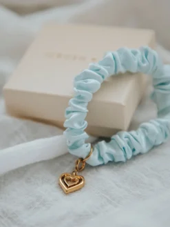 Blissful Pure Silk Scrunchie Cream Blue