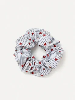 Charming Hearts Navy-striped Scrunchie