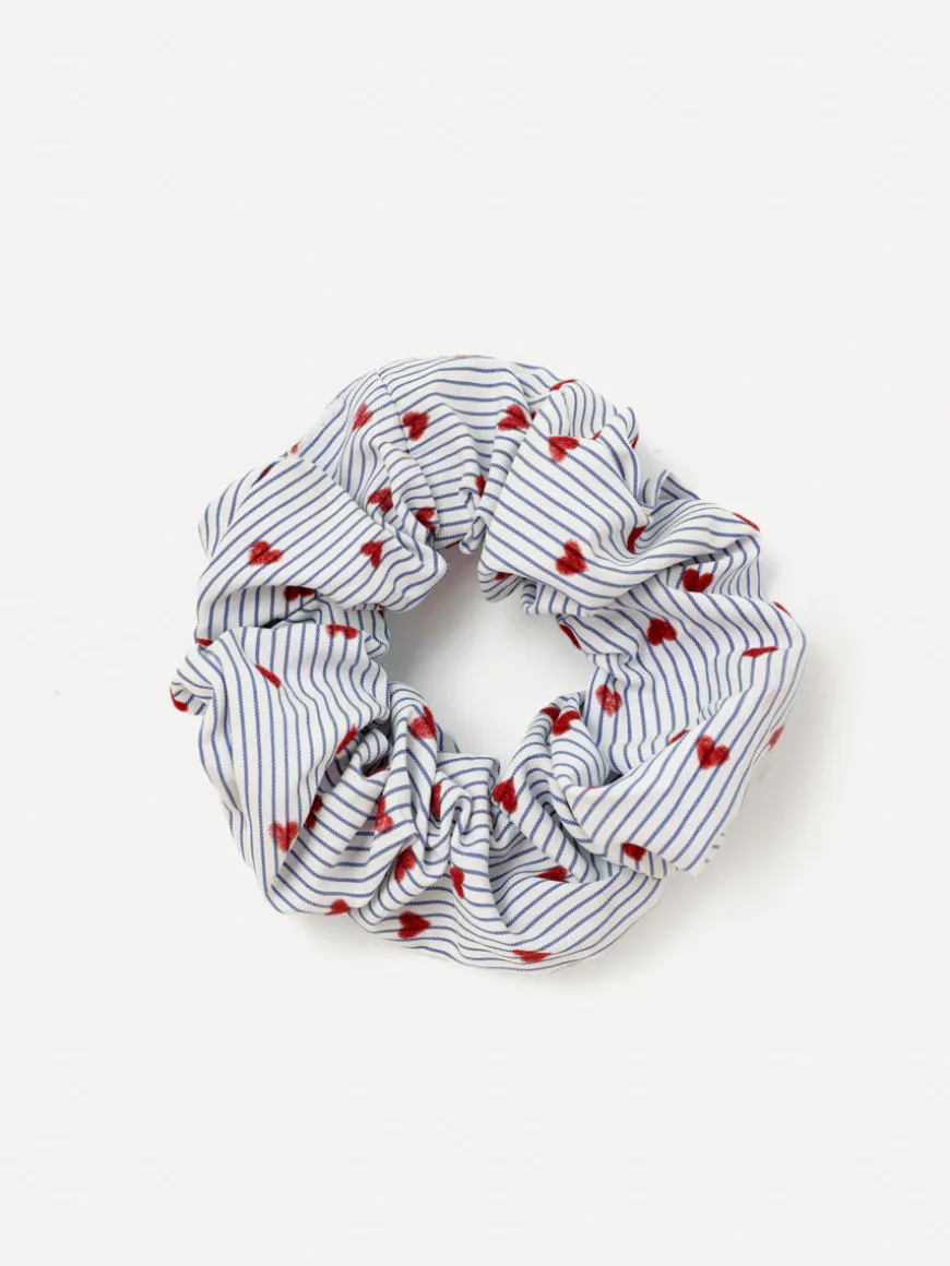 Charming Hearts Navy-striped Scrunchie