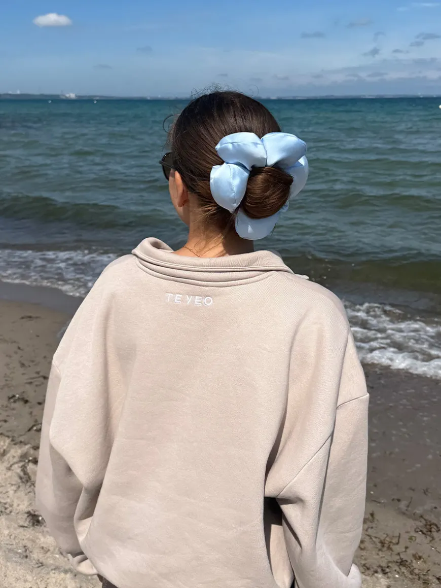 Cream Blossom Blue Scrunchie