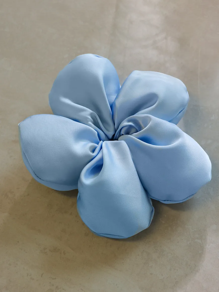 Cream Blossom Blue Scrunchie
