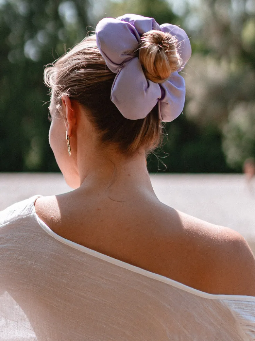 Cream Blossom Purple Scrunchie