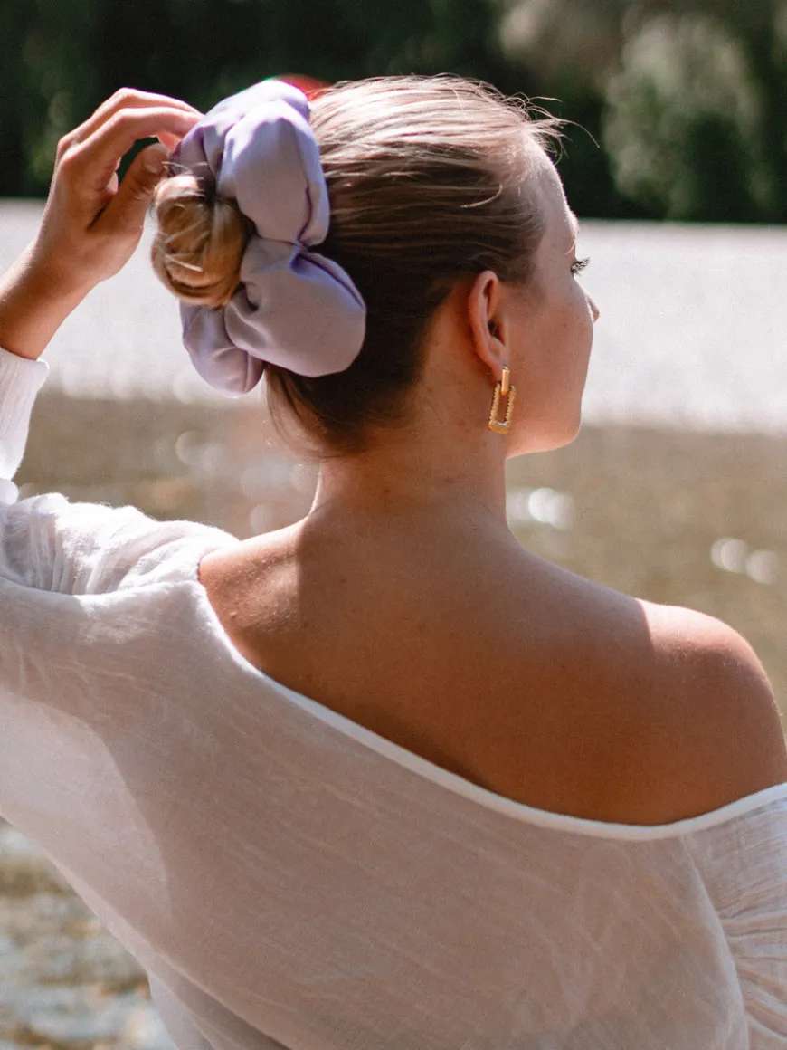 Cream Blossom Purple Scrunchie