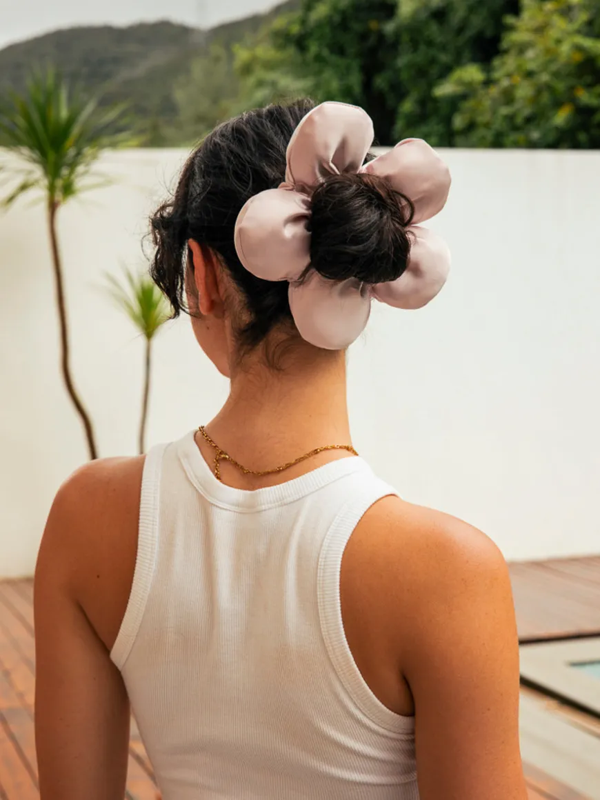 Cream Blossom White Scrunchie