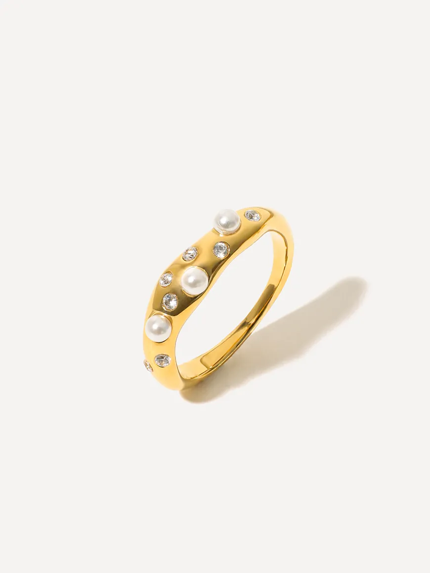 Crystal Pearl Ring