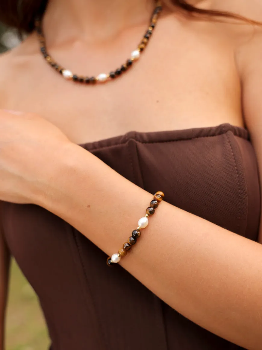 Dawn Pearl Tiger's Eye ARMBAND
