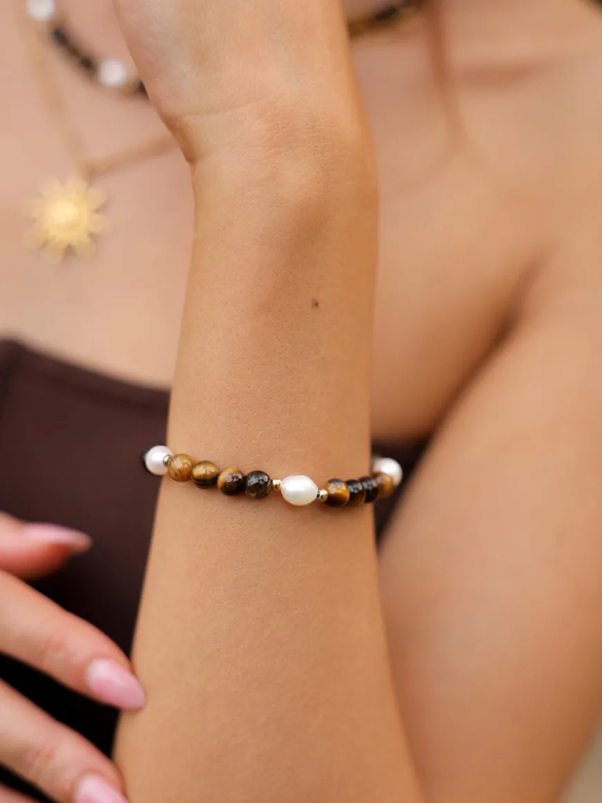 Dawn Pearl Tiger's Eye ARMBAND
