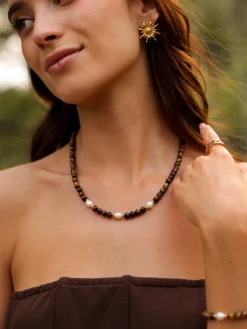 Dawn Pearl Tiger's Eye Kette