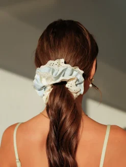 Floral Blue Scrunchie