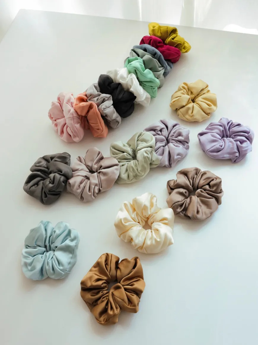 Fluffy Touch Pure Silk Scrunchie Peachy Pink