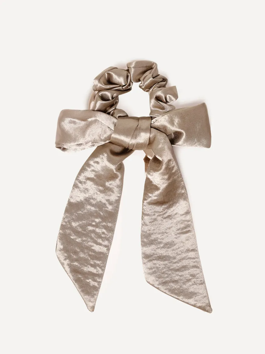 Graceful Bow Khaki Scrunchie
