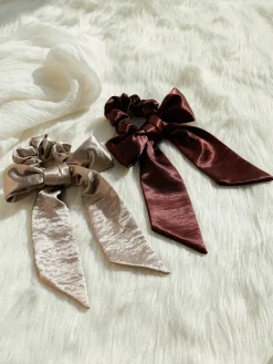 Graceful Bow Khaki Scrunchie