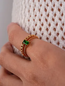 Green Precious Twist Ring