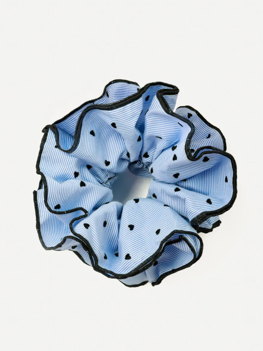 Heart Bliss Navy-striped Scrunchie