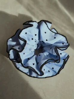Heart Bliss Navy-striped Scrunchie