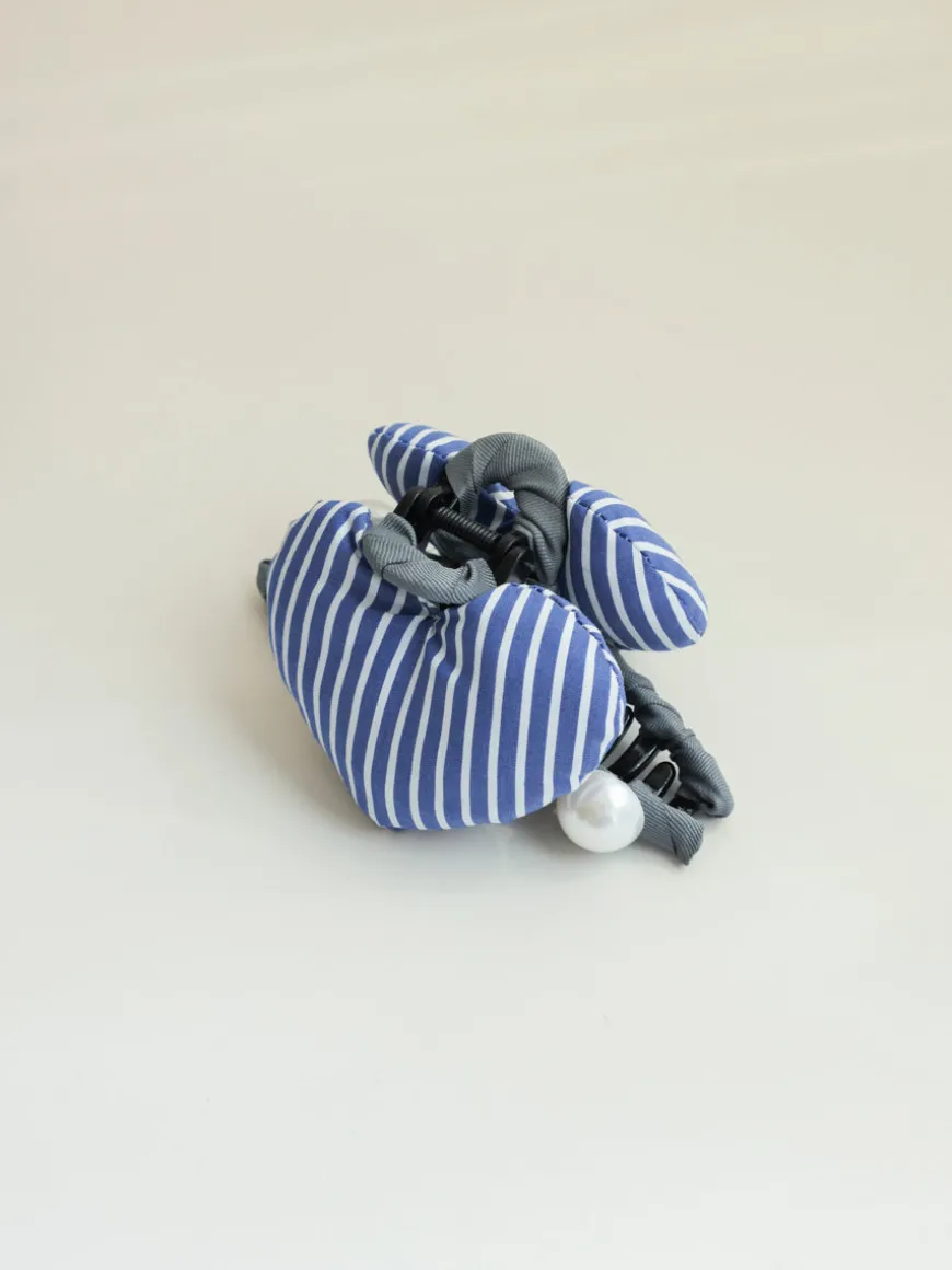 Heart Glow Navy-striped Haarklammer