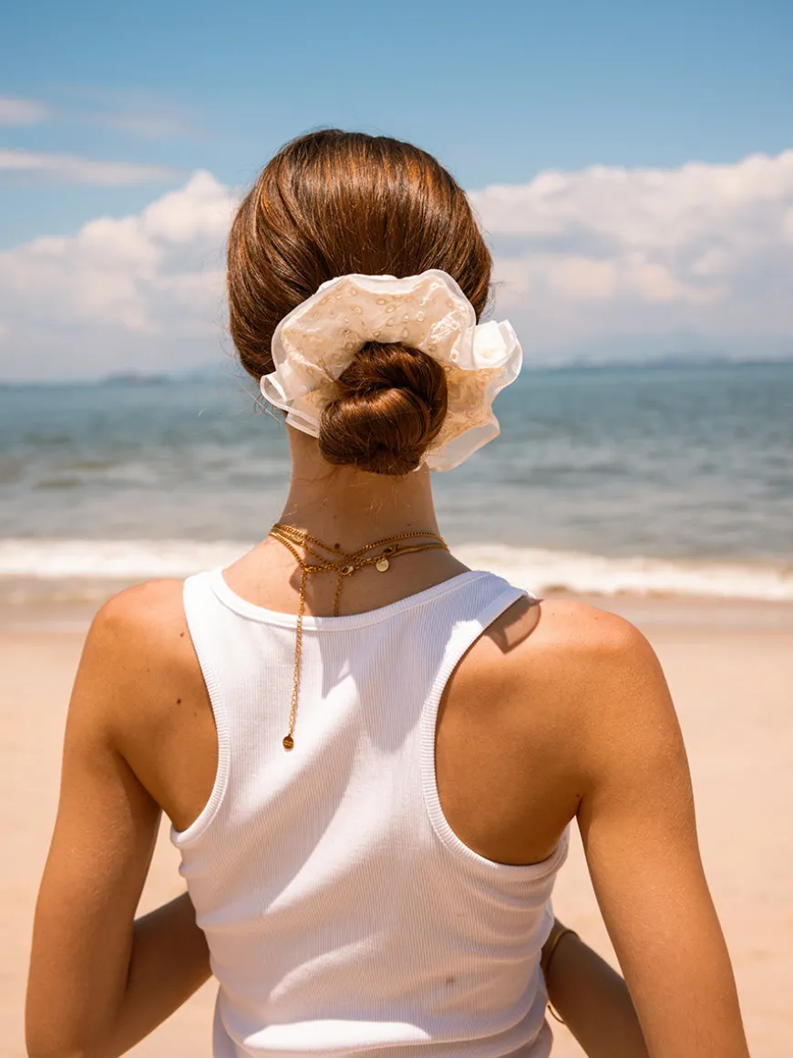 Honey Lace Scrunchie White