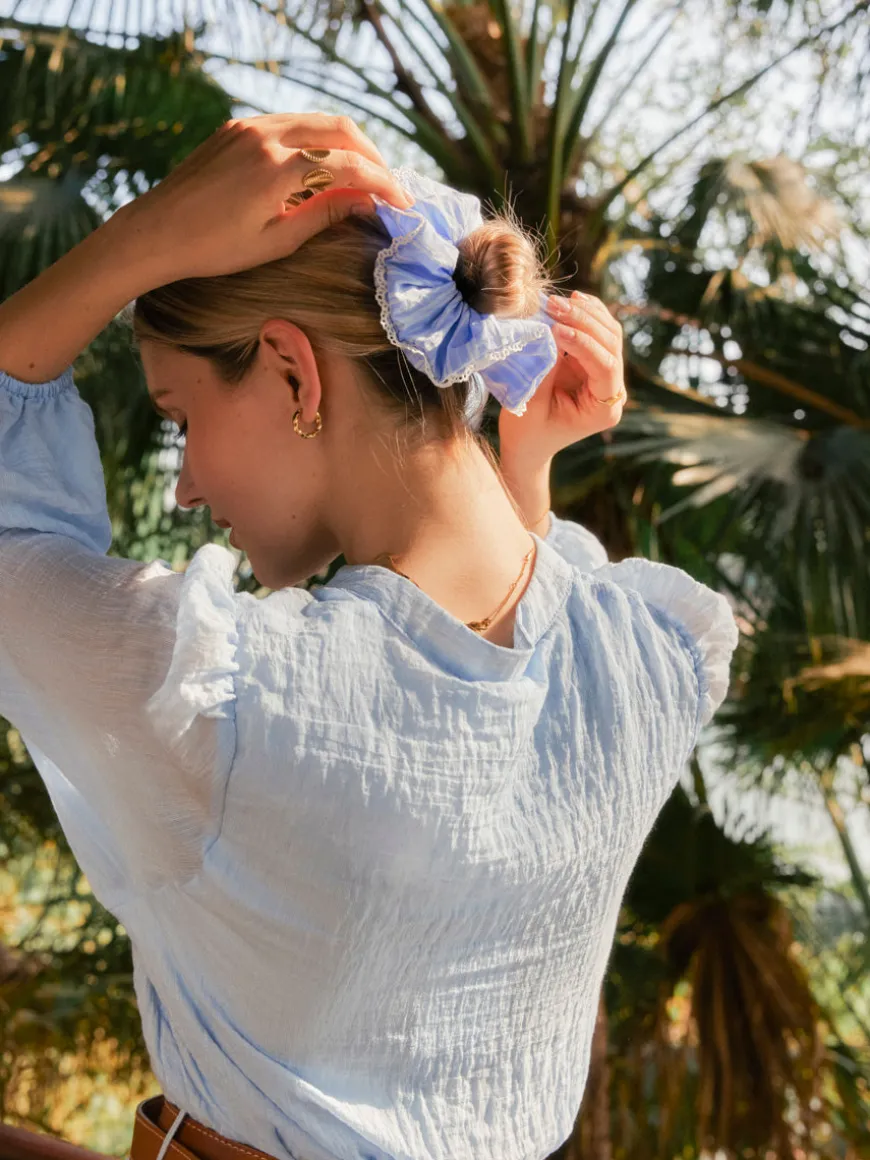 Lace Breeze Navy-striped Scrunchie