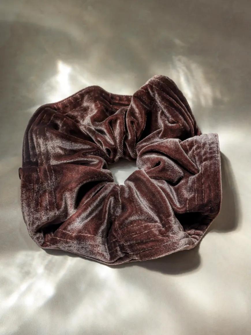 Luxe Velvet Brown Scrunchie