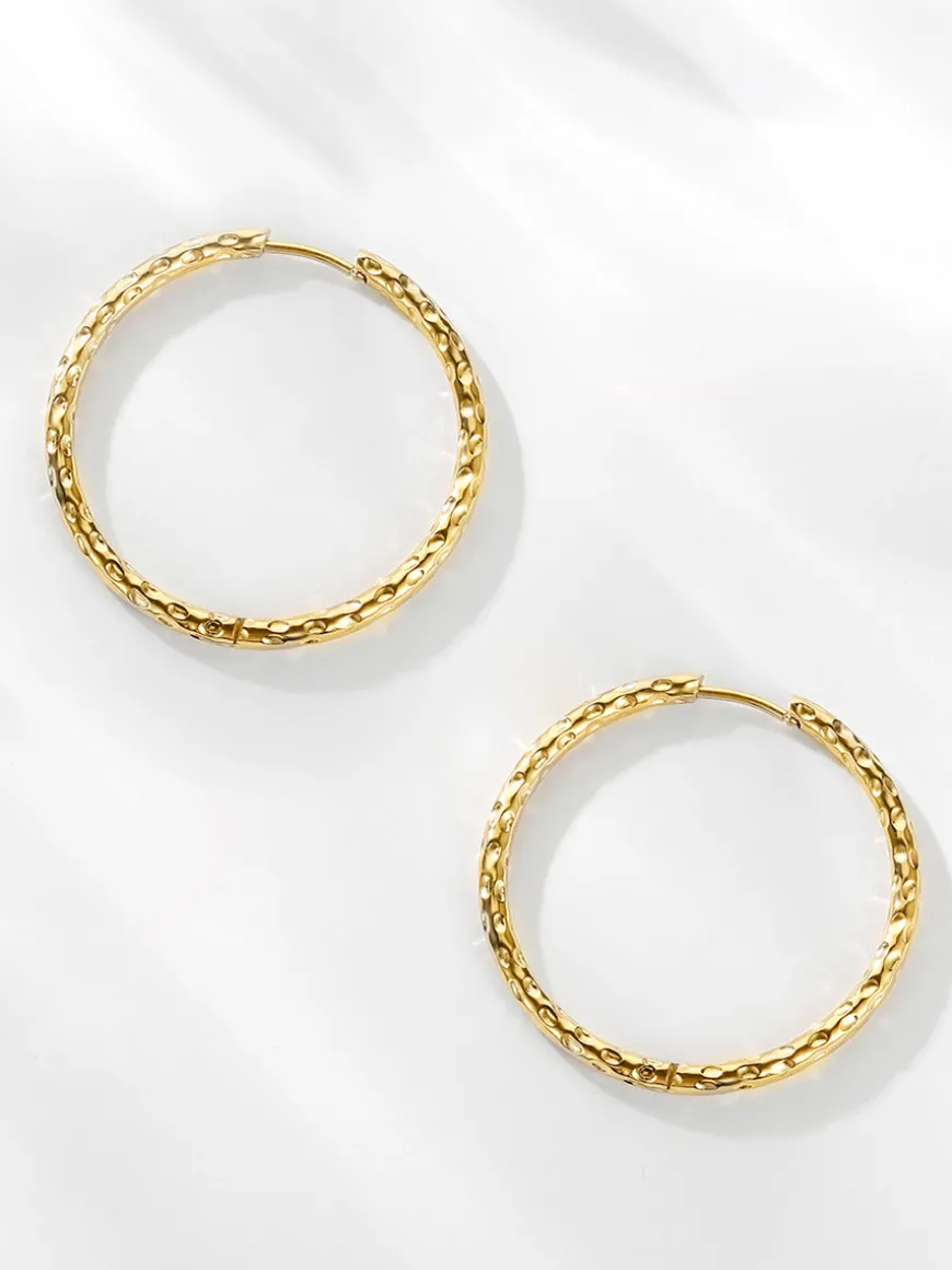 35MM TEXTURED HOOPS LARGE OHRRINGE