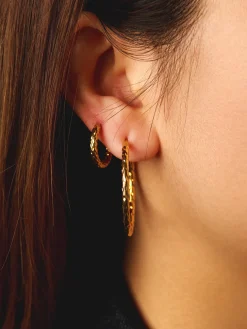 35MM TEXTURED HOOPS LARGE OHRRINGE
