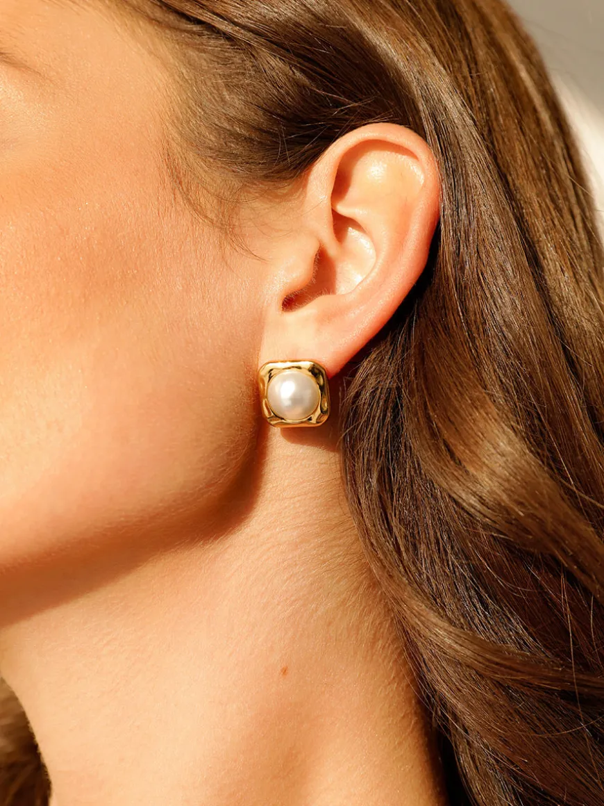 Modern Edge Pearl Ohrringe