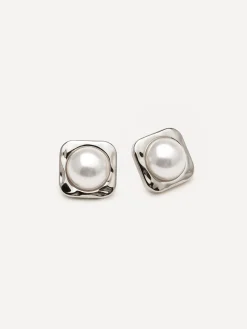 Modern Edge Pearl Ohrringe