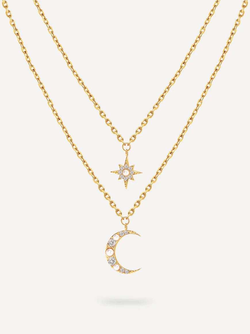 Moon Phase N Star Double Layer Kette