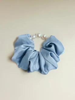 Pearl Elegance Blue Scrunchie