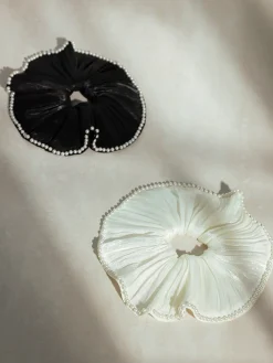 Pearl Grace Black Scrunchie