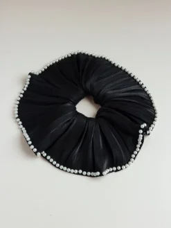 Pearl Grace Black Scrunchie