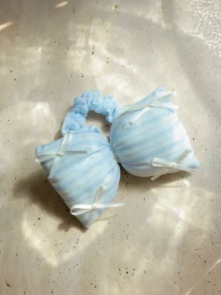Ribbon Bow Navy-striped Scrunchie