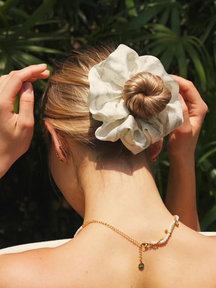 Serene Flow White Scrunchie
