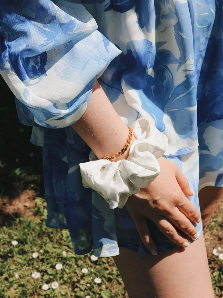 Serene Flow White Scrunchie