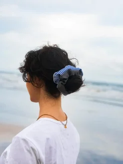 Serene Stripes Navy-striped Scrunchie