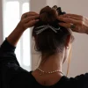 Shiny Pearl Black Scrunchie