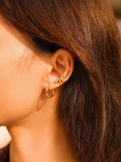 Small Half Texture Hoop Ohrringe
