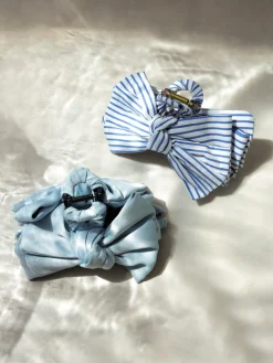 Sweet Bow Navy-striped Haarklammer