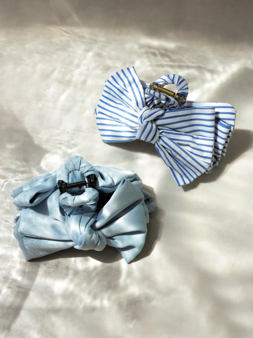 Sweet Bow Navy-striped Haarklammer