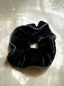 Velvet Glitter Black Scrunchie